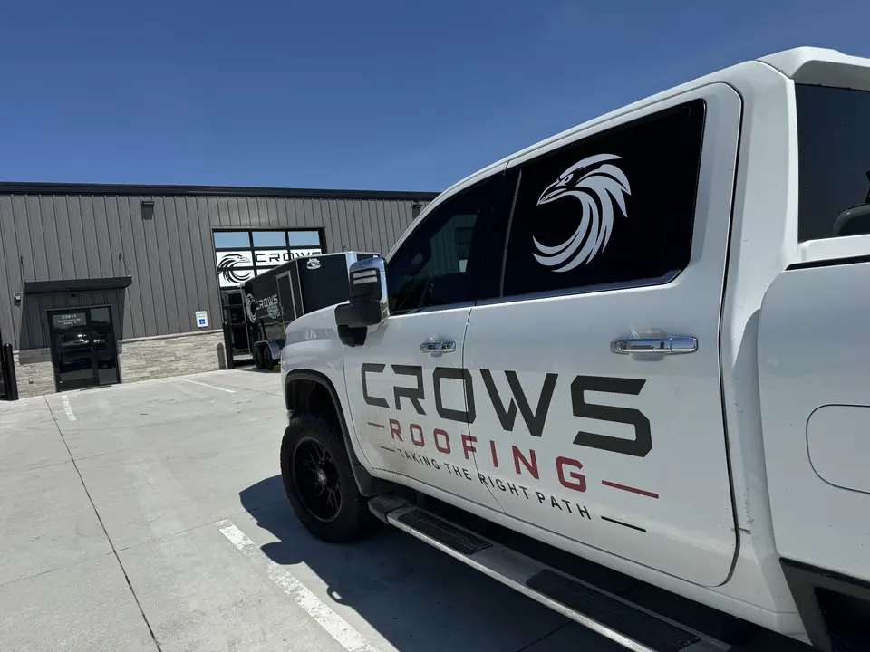 Crows Roofing truck outside the company shop